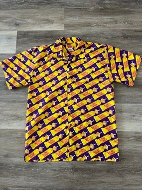 Vintage Sugar Daddy Candy All Over Print Graphic Button Down Shirt Size XL